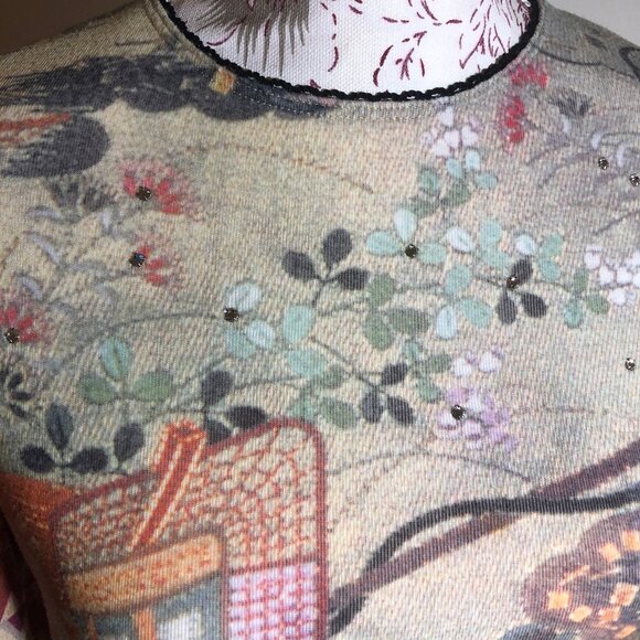 🎨 Vintage Yukiko Imperial Art Print Top – Made in U.S.A. – Size L 🎨 - Picture 11 of 15